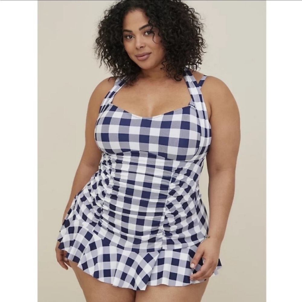 Torrid Retro Halter Gingham Swim Dres Size 1